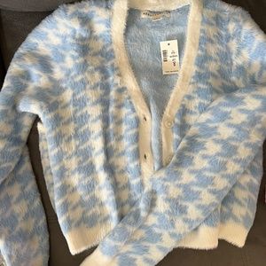 Fuzzy Houndstooth Cropped Tank, SMALL new with tags